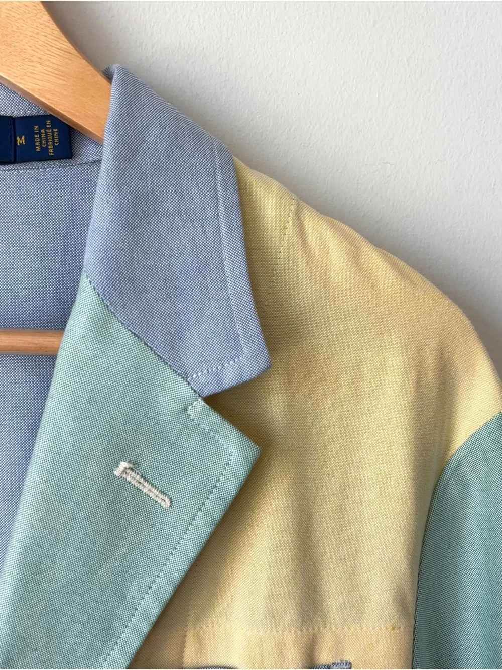 Polo Ralph Lauren Multicolor Blazer Size M Unstructured Patchwork Pastel Fun